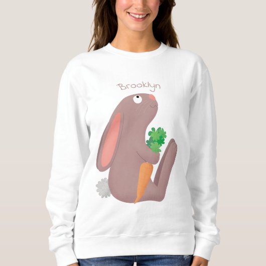 Niedliches Hasen mit KarottenCartoon Sweatshirt (Vorderseite)