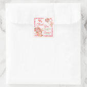 Niedliches Hasen mit rosa Herzgeburt Quadratischer Aufkleber (Tasche)