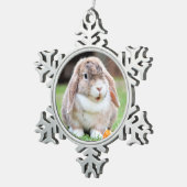 Niedliches Hasen Schneeflocken Zinn-Ornament (Rechts)