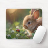Niedliches Hasen und eine Ladybug auf dem grünen F Mousepad (Mit Mouse)