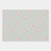 Niedliches Hasen- und Herzmuster grau Geschenkpapier Set (Vorderseite)