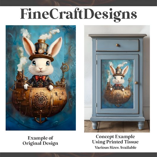 Niedliches Hasenhembit im Boot G2L-Dekoupage Seidenpapier
