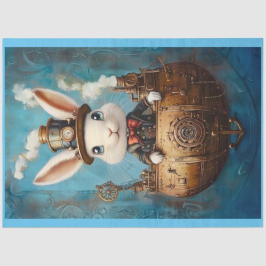 Niedliches Hasenhembit im Boot G2R-Dekoupage Seidenpapier (Vorderseite)