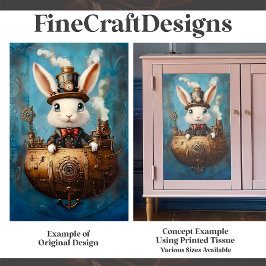 Niedliches Hasenhembit im Boot G2R-Dekoupage Seidenpapier