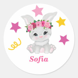 Niedliches Hasenmädchen Runder Aufkleber
