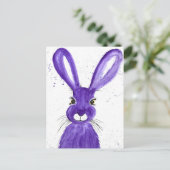 Niedliches Hasentier Lila Postkarte (Stehend Vorderseite)