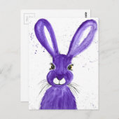 Niedliches Hasentier Lila Postkarte (Vorne/Hinten)