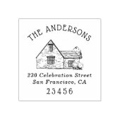 Niedliches Haus | Benutzerdefinierter Familienname Gummistempel (Prägung)