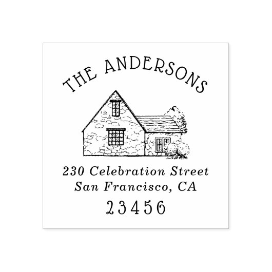 Niedliches Haus | Benutzerdefinierter Familienname Gummistempel (Prägung)