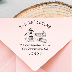 Niedliches Haus   Benutzerdefinierter Familienname Gummistempel
