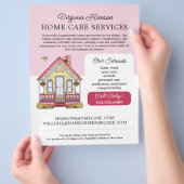 Niedliches Haus Caregiver Caretaker Services Rosa Flyer (Hand)