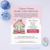 Niedliches Haus Caregiver Caretaker Services Rosa Flyer (Einzeln)