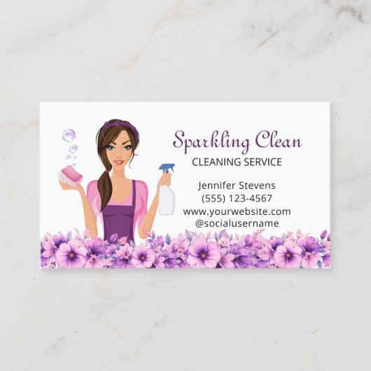 Niedliches Haus Reinigungsservice Haushaltshilfe Visitenkarte (Vorderseite)