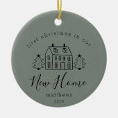 Niedliches Haus und Weihnachtsbäume Neue Zuhause N Keramik Ornament (Vorne)