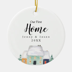 Niedliches Haus Unser erstes Zuhause Botanisches O Keramik Ornament