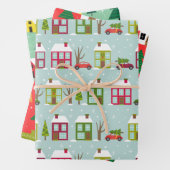 Niedliches Haus Weihnachtsmuster Geschenkpapier Set (Beispiel)