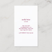 Niedliches Haushaltshaus Reinigungsservice Pink Mo Visitenkarte (Rückseite)