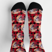 Niedliches Haustier Foto Black Red Buffalo Kariert Socken (Oben)