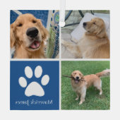 Niedliches Haustier Foto Personalisiert Hundebesit Ornament Aus Glas (Rückseite)