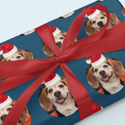 Niedliches Haustier Foto Weihnachtsmannmützen Weih Geschenkpapier