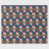 Niedliches Haustier Foto Weihnachtsmannmützen Weih Geschenkpapier (Flach)