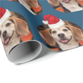 Niedliches Haustier Foto Weihnachtsmannmützen Weih Geschenkpapier (Rolleneckpunkt)