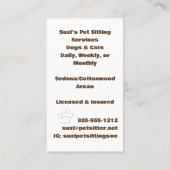 Niedliches Haustier Sitzen Hundekatze Visitenkarte (Rückseite)