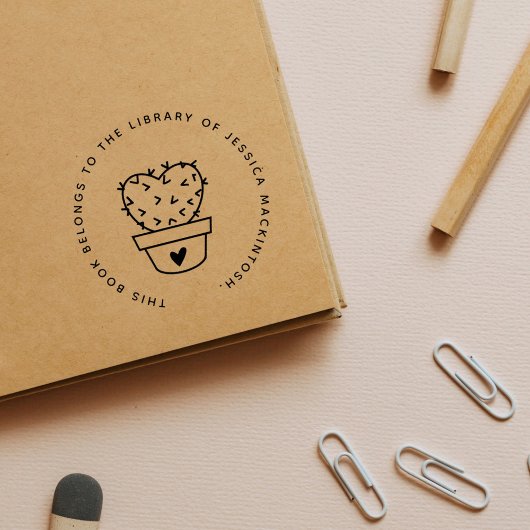 Niedliches Heart Individuelle Name Library Book Gummistempel