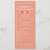 Niedliches Heart Peach Wedding Program Programm (Vorderseite)