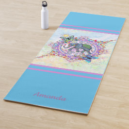 Niedliches Heiliges Elefant Blue Monogramm Yogamatte