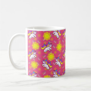 Niedliches, heiß rosa, sonniges Einhornmuster Kaffeetasse