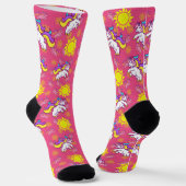 Niedliches, heiß rosa, sonniges Einhornmuster Socken (Gewinkelt)