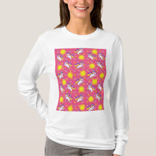 Niedliches, heiß rosa, sonniges Einhornmuster T-Shirt