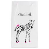 Niedliches heißes Rosa und schwarzer Girly Zebra Kleine Geschenktüte (Vorderseite)