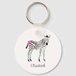 Niedliches heißes Rosa und schwarzer Girly Zebra Schlüsselanhänger