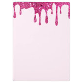 Niedliches, heißrosa Glitzer Monogramm Klemmbrett (Rückseite)