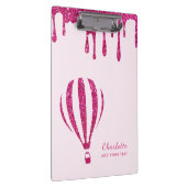 Niedliches, heißrosa Glitzer Monogramm Klemmbrett (Rechts)