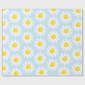 Niedliches, hellblaues, blumengeschmücktes Federmu Geschenkpapier (Flach)