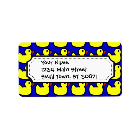 Niedliches, helles, gelbes Gummi Ducky-Muster auf Adressaufkleber (Vorne)