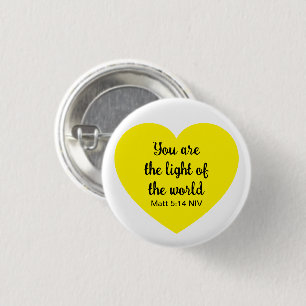 Niedliches helles Gelbherz Licht der Welt Button