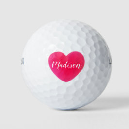 Niedliches, helles Rosa Herz Personalisiert Golfball