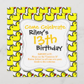 Niedliches, hellgelbes Gummi Ducky Pattern Einladung (Vorne/Hinten)