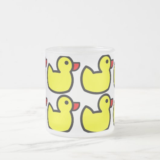 Niedliches, hellgelbes Gummi Ducky Pattern Mattglastasse (Mittel)