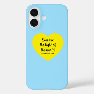 Niedliches hellgelbes Herz Licht der Welt Blau iPhone 16 Hülle