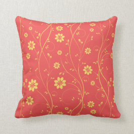 Niedliches hellgelbes und korallenfarbenes zartes  kissen