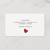 Niedliches hellgraues Vintages Retroherz Visitenkarte (Rückseite)