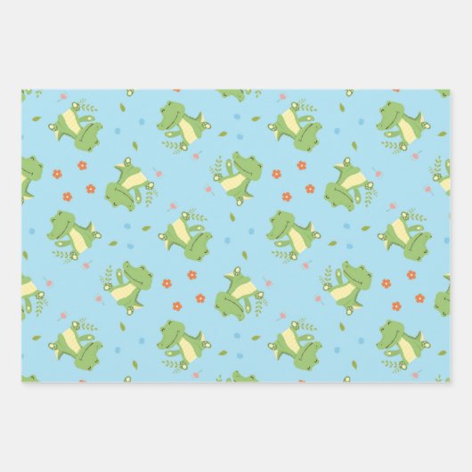 Niedliches Hellgrün-Krokodil-Muster Geschenkpapier Set (Vorderseite)