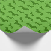 Niedliches, hellgrünes Dackel Geschenkpapier (Ecke)