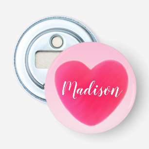 Niedliches, hellrosa Herz Personalisiert Magnet Flaschenöffner