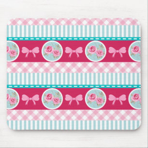 Niedliches hellrosa u. blaues Girly Muster Mousepad